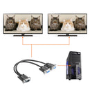 15 Pin VGA Male to 2 Female Y Splitter Cable Monitor Adapter for PC TV