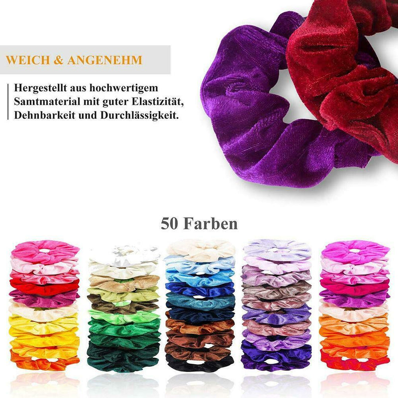 50pcs Velvet Scrunchies Women Elastic Hairband Hair Rings Ponytail Holder A