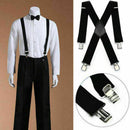 50mm Unisex Mens Men Braces Plain Black Wide & Heavy Duty Suspe Adjust V7A9 Z2C9