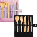 2 Set Bamboo Cutlery Flatware Set Bamboo Travel Utensils Include Reusable K