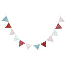 12 Flags Red Pink Blue Cotton Fabric Bunting Pennant Banner Birthday Party