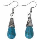 Amazing jewelry silvery tibetan green waterdrop rimous turquoise earrings f