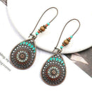1 Pair Teardrop Hollow Floral Drop Dangle Earrings Boho Women Ethnic Fashio W0N9