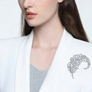 Women Clothes Accessories Big Brooch Jewelry Feather Pins Crystal Rhinestone