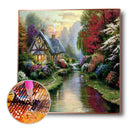 DIY Rhinestone Bead Round Diamond Painting 5D Mosaic (B2348 Forest House) A