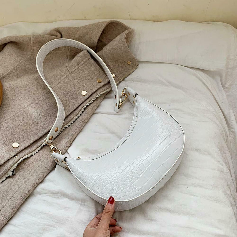 Retro PU Leather Messenger Bag Women Casual Shoulder Handbags Purse (White)