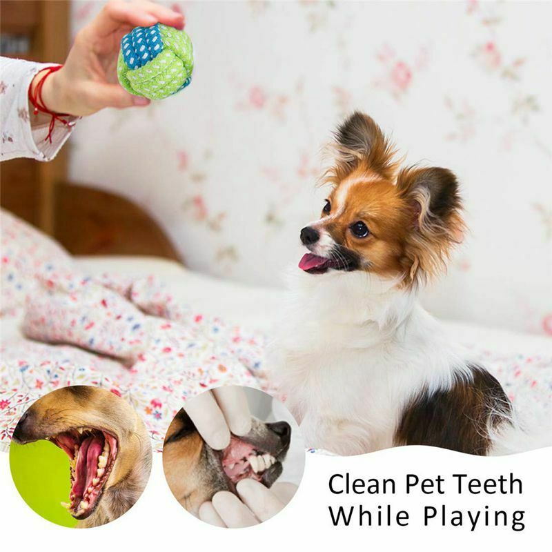 1X(Small Dog Puppy Rope Chew Toys Teething Clean,Natural Cotton Rope Ball I