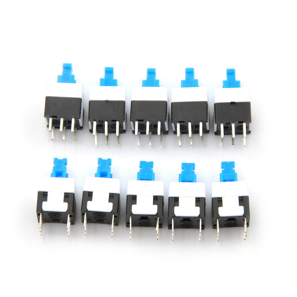 10x Square 8x8mm 6 Pin DPDT Mini Push Button Self-locking Multimeter SwitchJ Nw