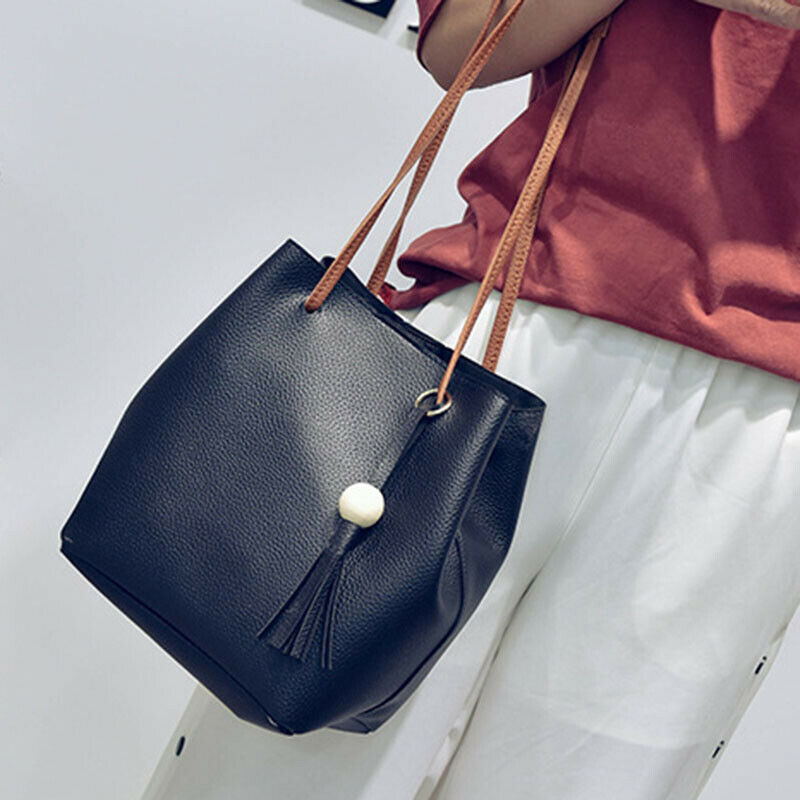 Women Handbags 4Pcs Set Pu Leather Tote Bag Shoulder Crossbody Bag Purse Pu X4R3