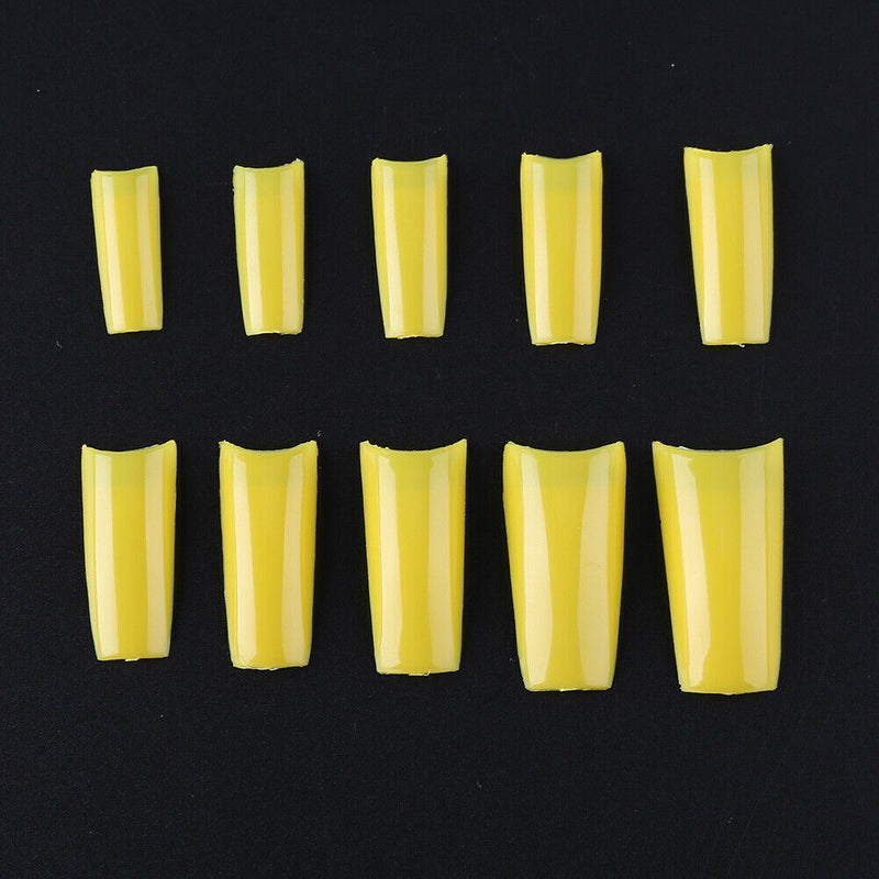 500pcs French Tips False Nail Half Cover Acrylic Gel Nail Art Tool (Yellow) A