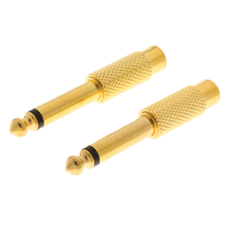 2Pcs 6.35mm 1/4" Mono Jack to RCA Plug Audio Adapter Converter Connector