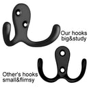 10 Pcs Heavy Duty Double Prong Coat Hooks Wall Mounted with 20 Screws Retro