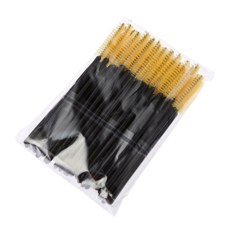 100Pcs Disposable Eyelash Brush Mascara Wands Applicator Spoolers (Yellow)