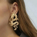 Elegant Women Exaggerated Dragon Carved Stud Earrings Drop Dangle Jewelry Gifts