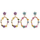Sweet And Lovely Colorful Flower Wreath Pendant Earrings Enamel Diamond Ear A1W6