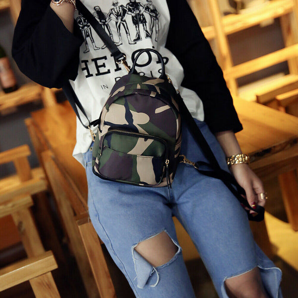Spring Fashion Women Multifunction Nylon Backpack Shoulder Bag(Camouflage)