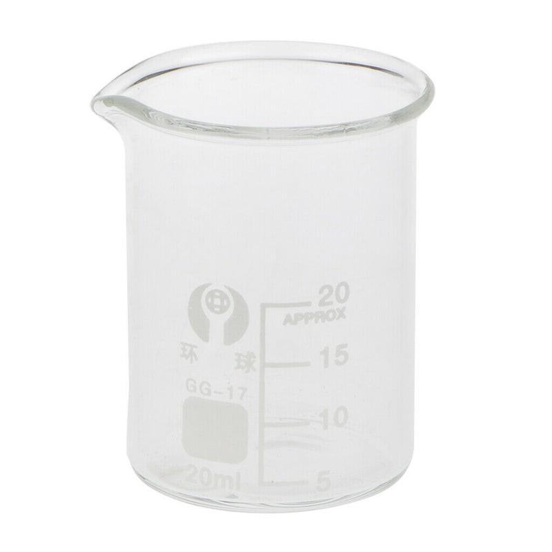 20mL Glass Graduated Low Form Beaker, 5mL Graduation Interval