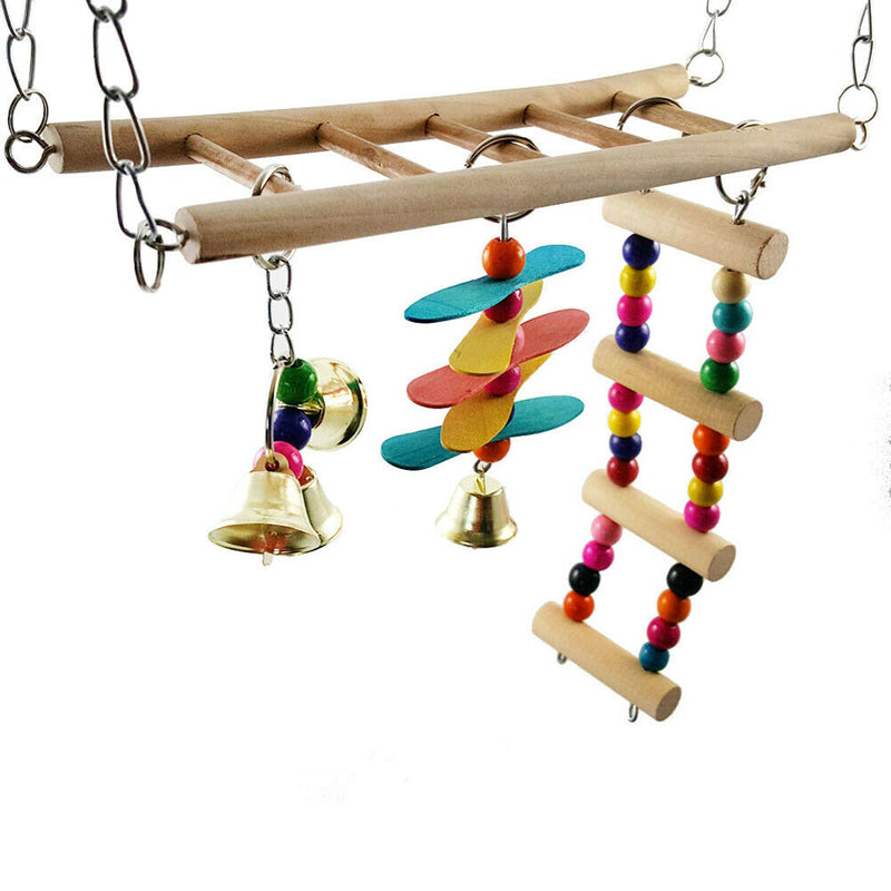 Funny Wooden Pet Birds Ladder Toys Parrots Climbing Ladder Chewing Swings Home