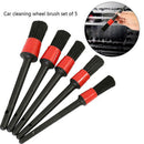 5PCS Detailing Brush Cleaning Natural Boar Hair Brushes Car Auto Detail T@JC&M