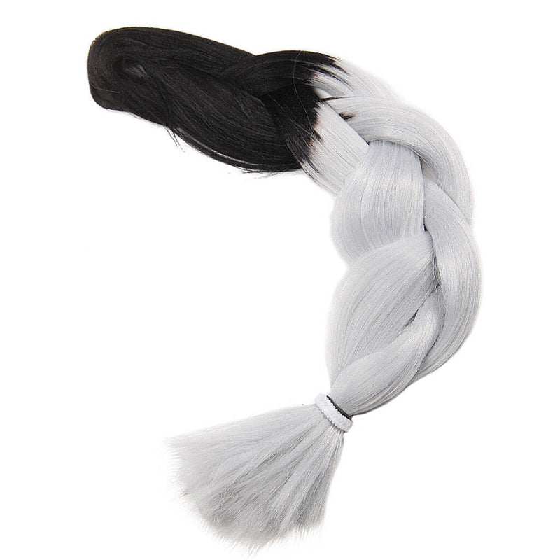 Dyeing Jumbo Braid Hair Extensions Ombre Synthetic Braiding Hair Light Gray