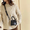 Retro Leather Women Shoulder Tote Bags Solid Mini Crossbody Handbag (Black)