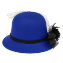 Blue Women Dress Church Wedding Wide Brim Straw Beach Winter Autumn Hat