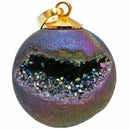 Titanium Coated Rainbow Druzy Crystal Agate Geode Quartz Ball Necklace Pendant
