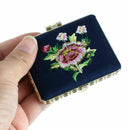 Navy Blue Rectangle Flowered Chinese Decorative Mirror