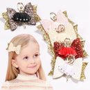 Rhinestone Ballet Girl Hairpin Bows With Clips Flash Glitter Leather Hair P M4T2