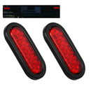2Pcs 6 Inch Oval Red 22 LED Truck Taillight Transparent Reversing Tail Ligh