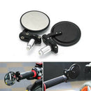 Black Motorcycle Round 7/8" Bar End Rearview Side Mirrors For Bobber Cafe Ra T!E