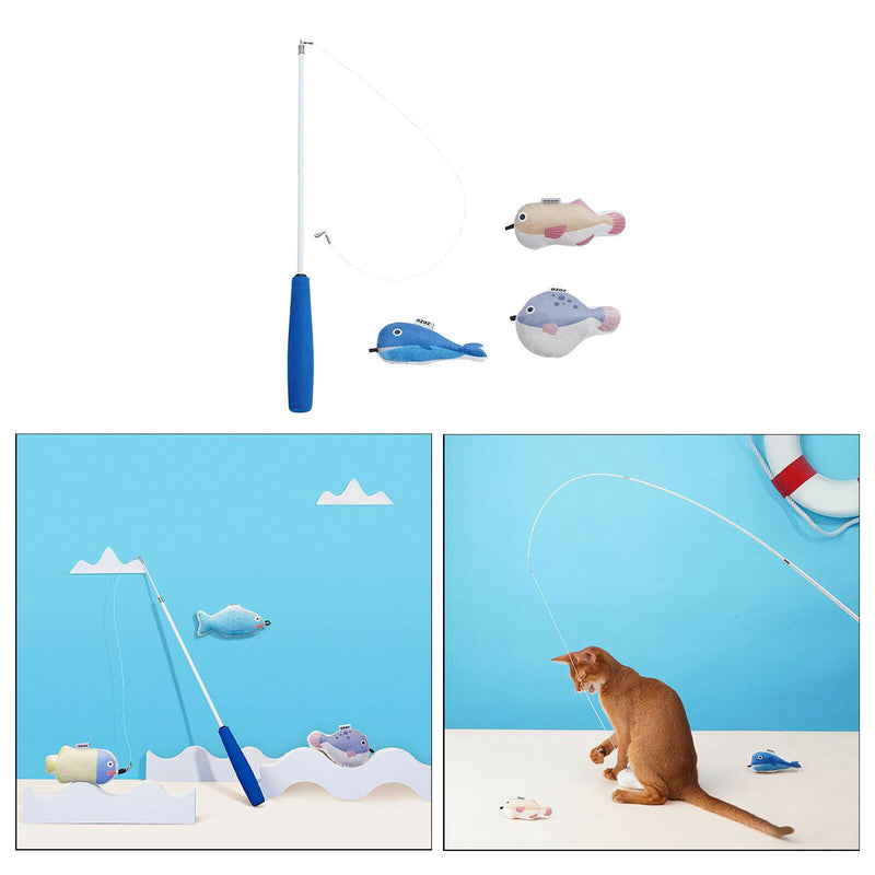 Catnip Filled Cat Toys Fishing Cat Teaser Wand Exerciser Training Chasing B