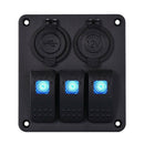 3 Gang Waterproof USB Toggle Automotive Switch Panel LED Car Marine Rocker B Gw