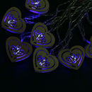 5m 20 LED Wood Heart Fairy String Holiday Lighting Battery Decor(Blue) A