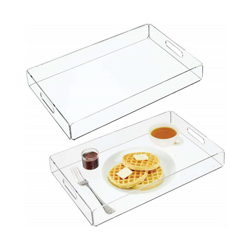 Food Service Tray Breafast Drinks Cake Trays Acrylic Makeup Organizer Clear