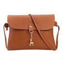 Pure Color Deer Pendant Shoulder Handbags Women Crossbody Bag (Light Brown)