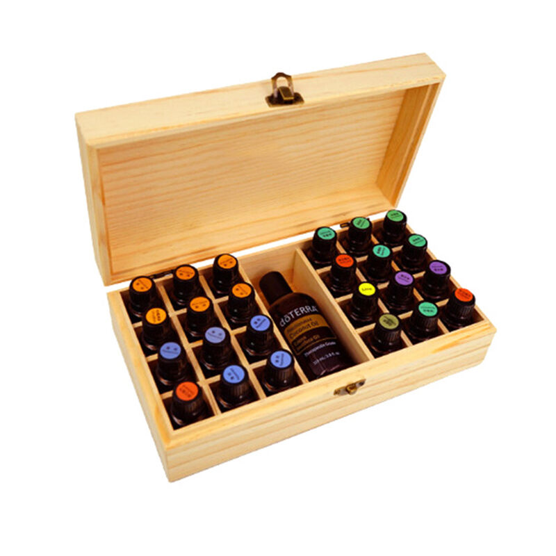 25 Slots Oil Aroma Storage Wooden Case Box Essential Organizer Container Display
