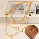 Bohemian Leaf Crystal Necklace Multilayer Long Necklace Women Pendant Neckla!j