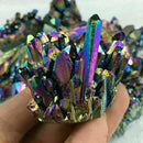 Natural Quartz Crystal Rainbow Titanium Cluster Mineral Specimen Healing Stone *