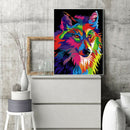 5D DIY Full Round Drill Diamond Painting Colorful Wolf Cross Stitch Mosaic