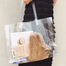Women PVC Transparent Tote Handbag Large Capacity Shoulder Shopping Beach Bag