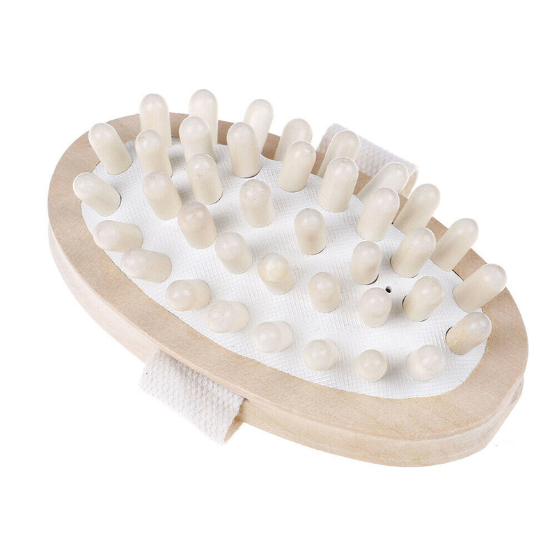 Hand-held wooden body brush massager cellulite reduction relieve tense muscle 3C