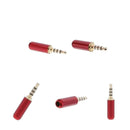 5Pcs 3.5mm 1/8" Male Jack Mini Red Audio Plug Male Stereo Adaptor DIY Soldering