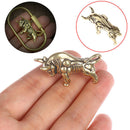 1pc Mini Portable Retro Brass Bull Statue Keychain Ornament Sculpture Ornam TEUS