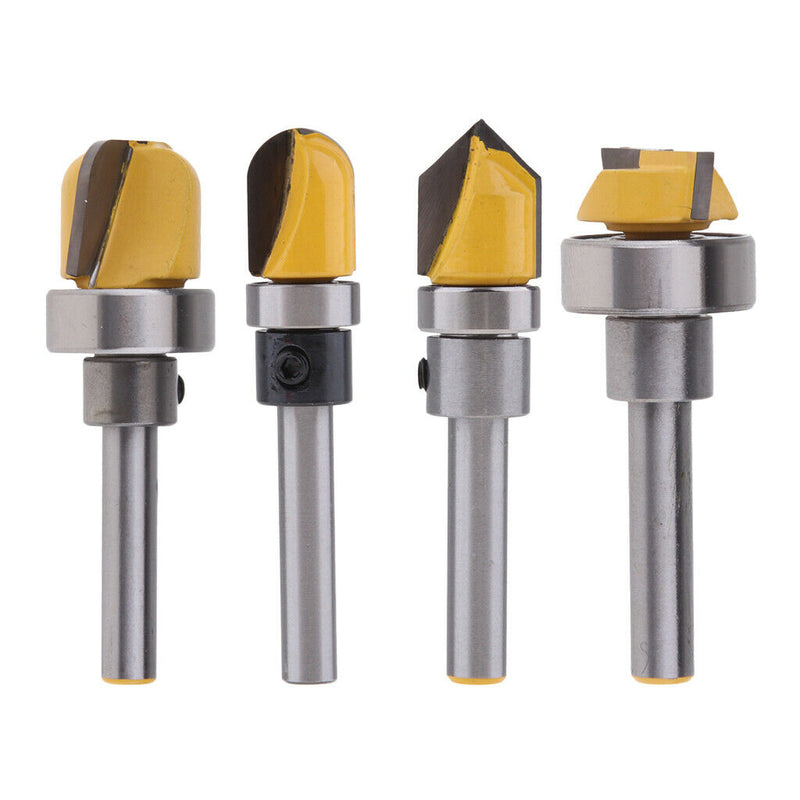 4Pcs Mortise Flush Trim Template Router Bit - 1/4-inch Shank, Highly