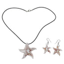Set Starfish Lampwork Glass Necklace Pendant Earrings HOT