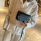 Women Crocodile Leather Shoulder Bag Solid Small Messenger Handbag (Black) A