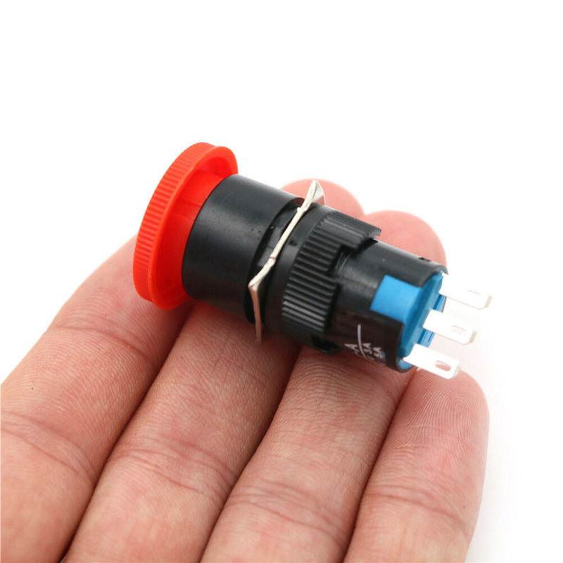 2PCS 16mm Cutout Twist Release Emergency Stop Mushroom Push Button Switch Bj