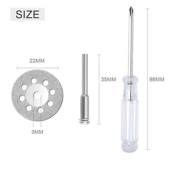 20Pcs Diamond Cutting Wheel(22Mm)with 4Pcs 402 Mandrel(3Mm)and Screwdriver