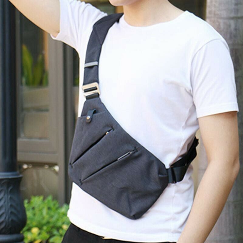New Osoce Men Nylon Crossbody Shoulder Chest Thin Sling Casual Bag Satchel  M1Y8